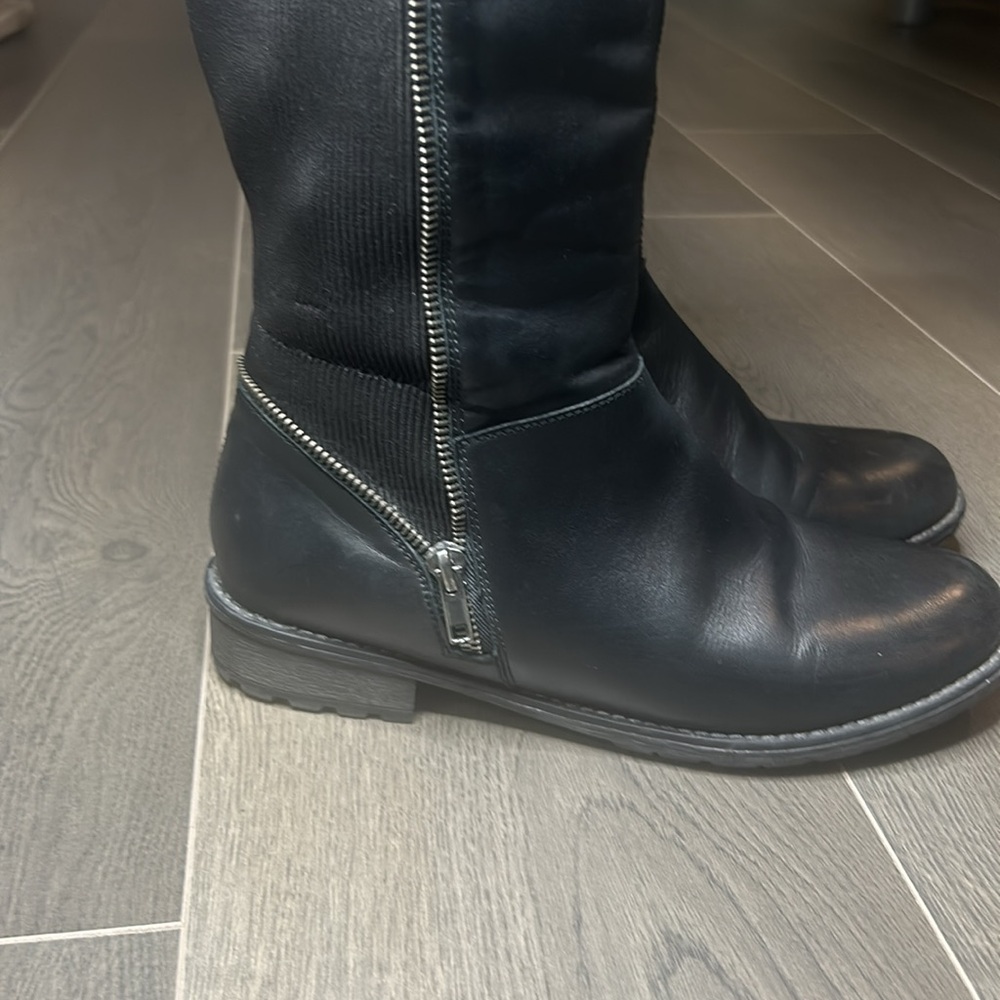 Remonte Black Leather & Stretch Tall Riding Boots EU 38 Classic Equine Style - Picture 8 of 17